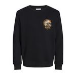 JACK & JONES Erkek Jjskull Rock Sweat Crew Neck Sweatshirt, Siyah/Baskı: Küçük, XL
