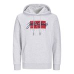 JACK & JONES Erkek Jjtiley Sweat Hood kapüşonlu kazak, beyaz melanj, L