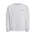 JACK & JONES Erkek Jorbronx Arch Small Sweat Crew Neck Sweatshirt, Parlak beyaz/Detay: melanj, M