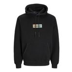 JACK & JONES Erkek Jorbronx Rectangle Sweat Hood kapüşonlu kazak, Siyah, L