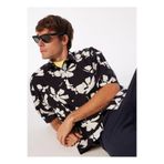 JACK & JONES Erkek JORFARO LINEN AOP OVERSIZED SHIRT SS Gömlek Siyah L