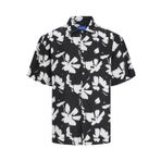 JACK & JONES Erkek JORFARO LINEN AOP OVERSIZED SHIRT SS Gömlek Siyah M