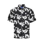 JACK & JONES Erkek JORFARO LINEN AOP OVERSIZED SHIRT SS Gömlek Siyah S