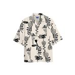 JACK & JONES Erkek Jorjeff Gallery Resort Shirt Ss Tg Ln kısa kollu gömlek, Tereyağı krema., XL