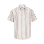 JACK & JONES Erkek Jorjoshua Loose Weave Shirt Ss gündelik gömlek, Sky Captain/Stripes:/Stripes, S