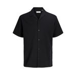 JACK & JONES Erkek Jorluke Crinkle Resort Shirt Ss Sn Gündelik Gömlek, Siyah, M