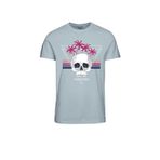JACK & JONES Erkek Jormindskull Tee Ss bisiklet yaka FST tişört, Soluk Mavi, S