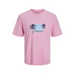 JACK & JONES Erkek JORTULUM STATEMENT TEE SS CREW NECK Tişört, Prism Pink , S