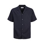 JACK & JONES Erkek JPRCCAARON TENCEL RESORT SHIRT S/S SN Gömlek Gece Mavisi XL