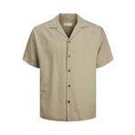 JACK & JONES Erkek JPRCCAARON TENCEL RESORT SHIRT S/S SN Gömlek Koyu Bej M