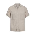 JACK & JONES Erkek JPRCCCAIRO LINEN RESORT SHIRT S/S Gömlek Koyu Bej L