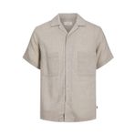 JACK & JONES Erkek JPRCCCAIRO LINEN RESORT SHIRT S/S Gömlek Koyu Bej XL