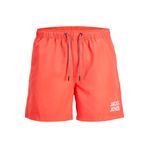 Jack & Jones Erkek JPSTBALI JJSWIMSHORTS AKM SMALL LOGO Deniz Şortu, Pembe, S