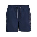 JACK & JONES Erkek JPSTFIJI JJSWIM DOUBLE LOGO SN LY Deniz Şortu Lacivert S