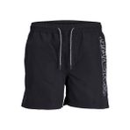 JACK & JONES Erkek JPSTFIJI JJSWIM DOUBLE LOGO SN LY Deniz Şortu Siyah S