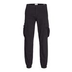 JACK & JONES Erkek Jpstkane Jjjonnie manşetli kargo pantolon, Siyah, 29W / 32L
