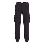 JACK & JONES Erkek Jpstkane Jjjonnie manşetli kargo pantolon, Siyah, 33W / 32L