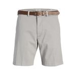 JACK & JONES Erkek Jpstmarco Jjfranco Chino Şort W Belt, Gri (Ultimate Grey), M