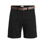 JACK & JONES Erkek Jpstmarco Jjfranco Chino Şort W Belt, Siyah, L