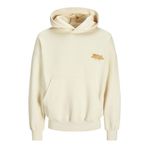 JACK & JONES Erkek kapüşonlu kazak baskılı kapüşonlu kazak, Antik Beyaz, L