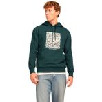 JACK & JONES Erkek kapüşonlu kazak baskılı kapüşonlu kazak, Forest River, S