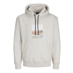 JACK & JONES Erkek kapüşonlu kazak baskılı kapüşonlu kazak, Moonbeam, S