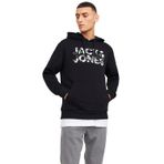 JACK & JONES Erkek kapüşonlu kazak baskılı kapüşonlu kazak, Siyah, XL
