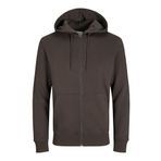 JACK & JONES Erkek kapüşonlu kazak, fermuarlı, tek renkli, fermuarlı kapüşonlu kazak, Malç, L