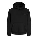 JACK & JONES Erkek kapüşonlu kazak JCOFUSION Scuba Sweat Hood- Relaxed Fit, Siyah, L