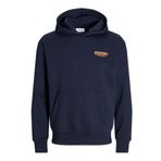 JACK & JONES Erkek kapüşonlu kazak JOLIVE- Relaxed Fit S-XXL pamuk, Lacivert Blazer/Baskı: jack&jones, S