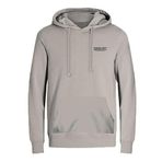 JACK & JONES Erkek kapüşonlu kazak JOLIVE- Relaxed Fit S-XXL pamuk, Moonbeam/Baskı: jack&jones, S