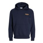 JACK & JONES Erkek kapüşonlu kazak JOLIVE- Relaxed Fit S-XXL pamuk, Navy Blazer Jack&Jones, L