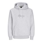 JACK & JONES Erkek kapüşonlu kazak logolu kapüşonlu kazak, Açık gri melanj, M