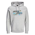 JACK & JONES Erkek kapüşonlu kazak logolu kapüşonlu kazak, Açık gri melanj, S