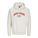 JACK & JONES Erkek kapüşonlu kazak logolu kapüşonlu kazak, Antik Beyaz, M