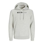 JACK & JONES Erkek kapüşonlu kazak logolu kapüşonlu kazak, Beyaz melanj 1, L