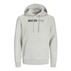 JACK & JONES Erkek kapüşonlu kazak logolu kapüşonlu kazak, Beyaz melanj 1, XL