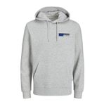 JACK & JONES Erkek kapüşonlu kazak logolu kapüşonlu kazak, Beyaz melanj/baskı: p4 küçük baskı, XL