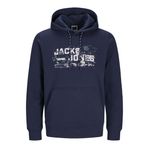 JACK & JONES Erkek kapüşonlu kazak logolu kapüşonlu kazak, Lacivert (Navy Blazer), S