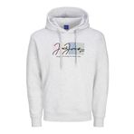 JACK & JONES Erkek kapüşonlu kazak logolu kapüşonlu kazak, Parlak beyaz, M