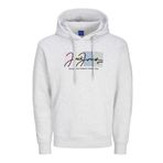 JACK & JONES Erkek kapüşonlu kazak logolu kapüşonlu kazak, Parlak beyaz, XL