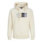 JACK & JONES Erkek kapüşonlu kazak logolu kapüşonlu kazak, Tereyağı krema., L