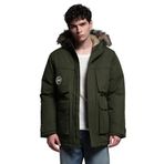 Jack & Jones Erkek Kapüşonlu, Kürk Yakalı, Parka Mont, Yeşil, L Beden