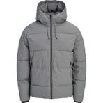 Jack & Jones Erkek Kapusonlu Ruzgar Gecirmez Kisa Kesim Puffer Mont - Alpha - 2XL - 07G-Gri
