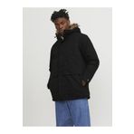 Jack & Jones Erkek Kapüşonlu Uzun Mont Siyah Parka