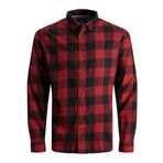 JACK & JONES Erkek kareli gömlek, dar kesim, kareli gömlek, Kırmızı (Brick Red)/Slim Fit), XS