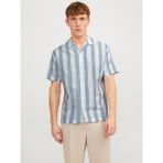 Jack & Jones Erkek Keten Karisimli Çizgili Gömlek - Ccsummer - XL - 403-Mavi