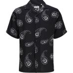 Jack & Jones Erkek Kısa Kollu Desenli Gömlek 12248448 - Siyah