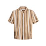 JACK & JONES Erkek kısa kollu gömlek boş zaman, Buzlu kahve/şeritler: Rahat kesim, L