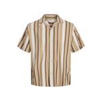 JACK & JONES Erkek kısa kollu gömlek boş zaman, Buzlu kahve/şeritler: Rahat kesim, S